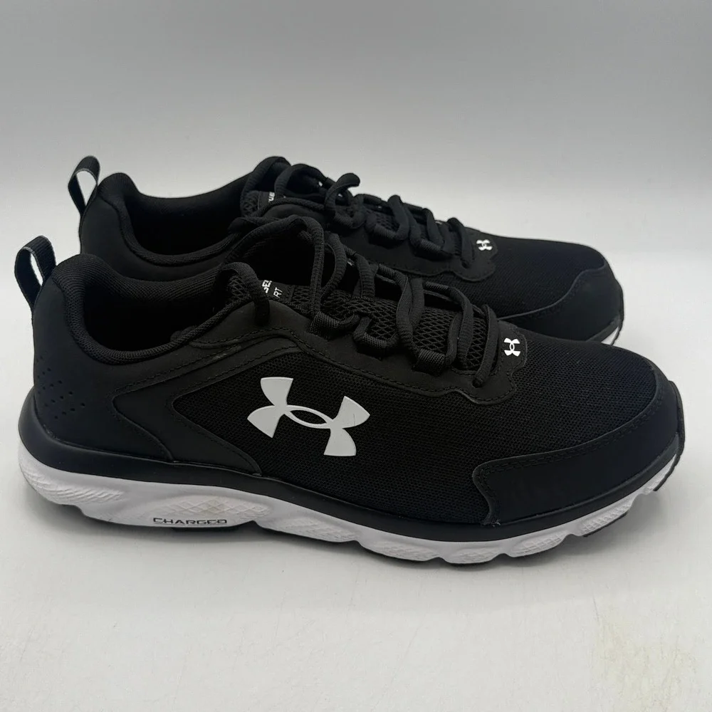 Under Armour Charged Assert 9 Shoes Mens Size 10 Black White Running 3024857-001